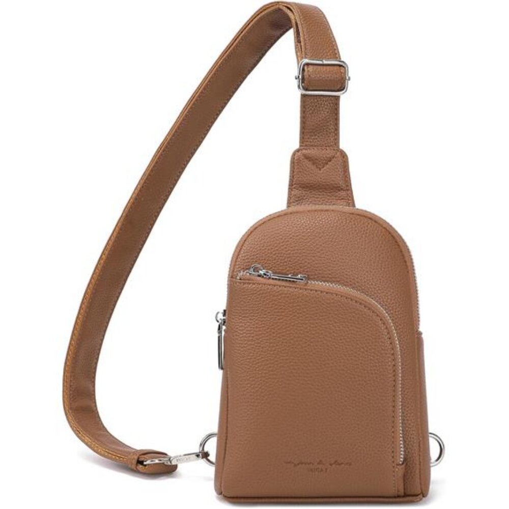 RFID Blocking Sling Bag Leather Crossbody Bags for Women Fanny Pack Cross Body